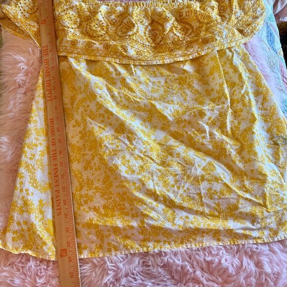 Lane Bryant NWT Yellow Eyelet Embroidery Ruffle Off Shoulder Floral Blouse 18/20 - Picture 7 of 11
